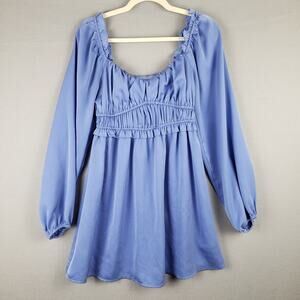 Altar'd State M Long Sleeve Milkmaid Bustier Dress Blue Southwestern Cottagecore